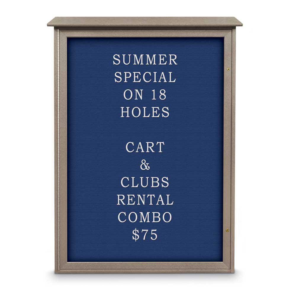 Enclosed Letter Board: 54" Wide, 38" High, Laminate, Blue