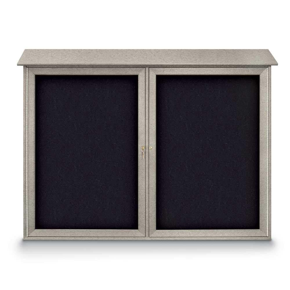 Enclosed Recycled Rubber Bulletin Board: 52" Wide, 40" High, Rubber, Black