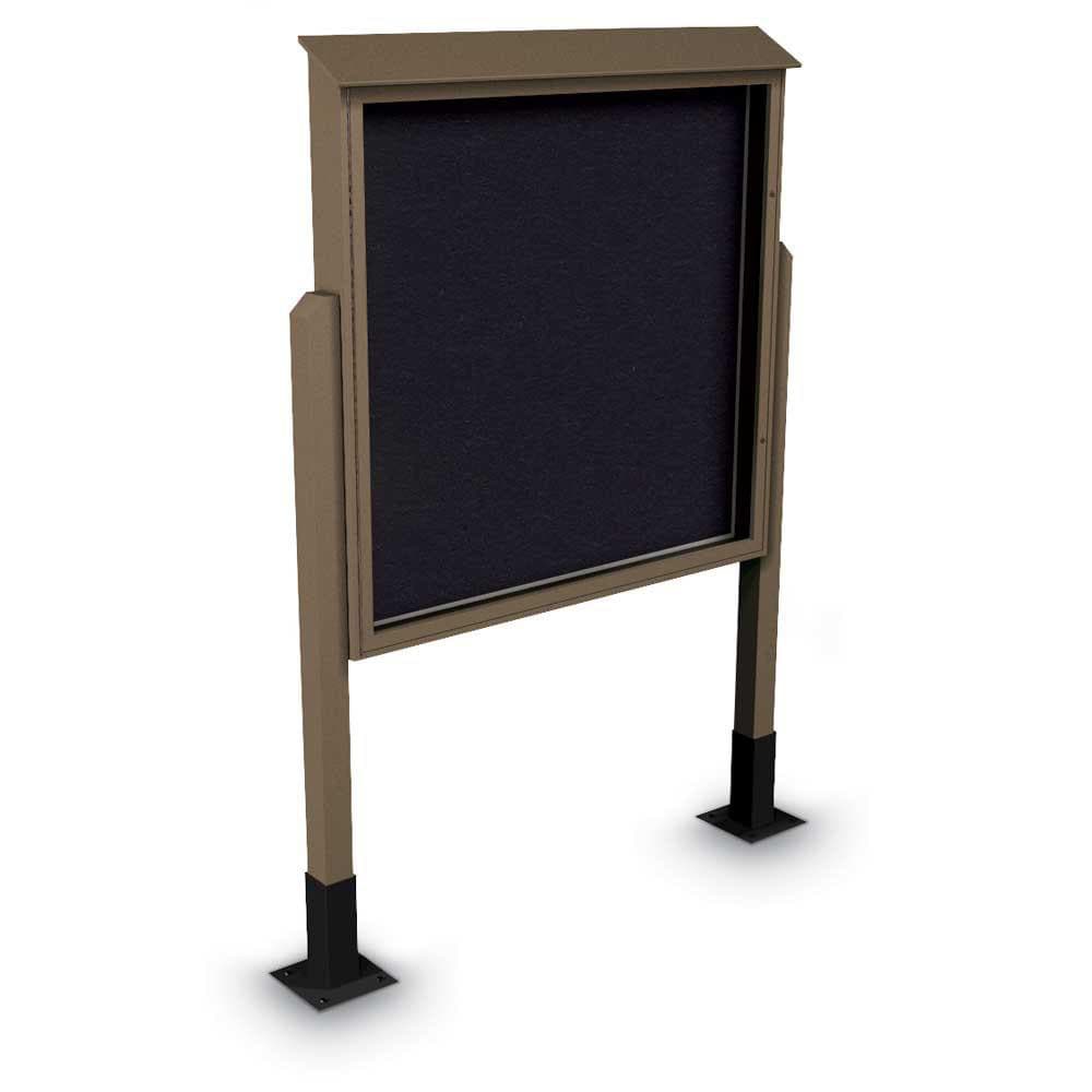 Enclosed Recycled Rubber Bulletin Board: 60" Wide, 60" High, Rubber, Black