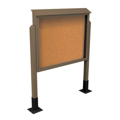 Enclosed Cork Bulletin Board: 60" Wide, 48" High, Cork, Natural Tan