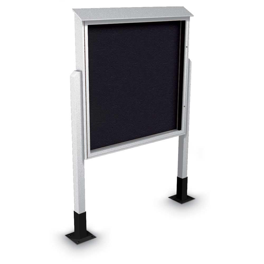 Enclosed Recycled Rubber Bulletin Board: 60" Wide, 60" High, Rubber, Black