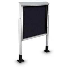 Enclosed Recycled Rubber Bulletin Board: 60" Wide, 60" High, Rubber, Black