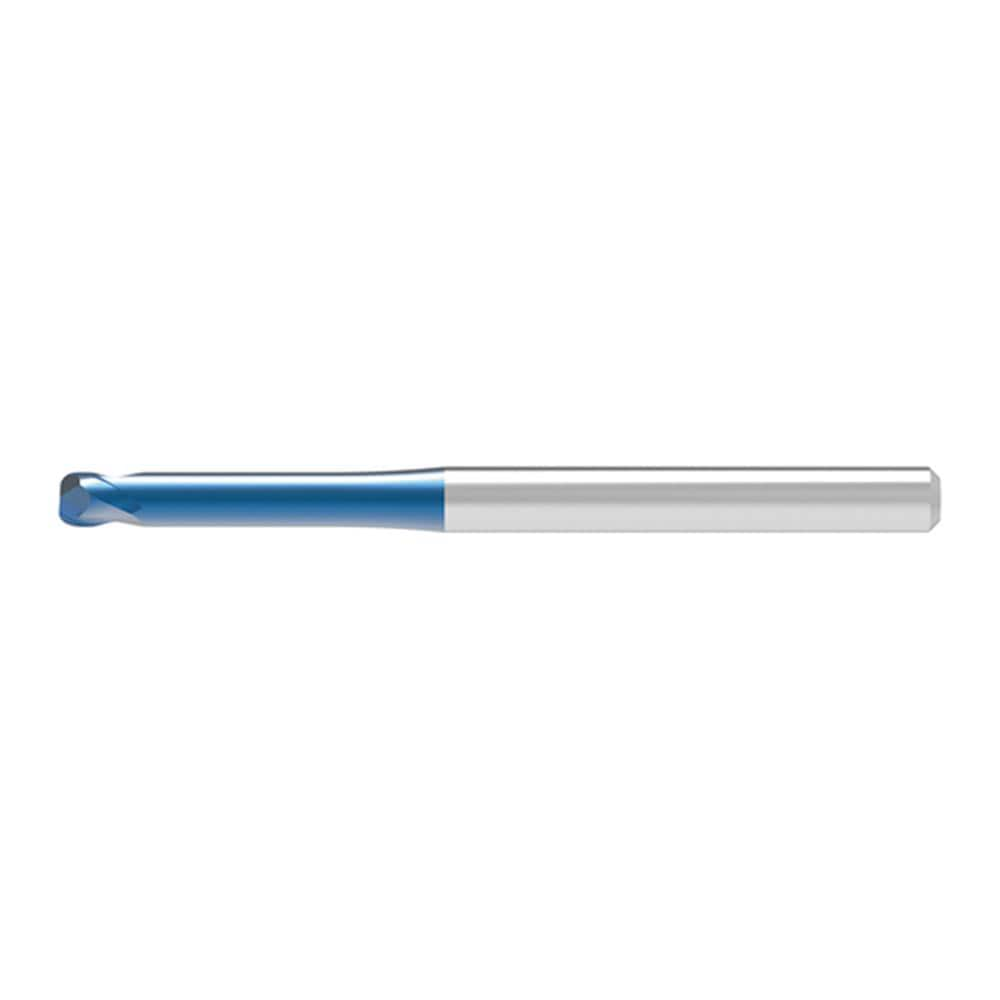 Corner Radius End Mill: 1.00 mm Dia, 1.00 mm LOC, 0.20 mm Radius, 2 Flute, Solid Carbide