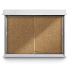 Enclosed Bulletin Board: 52" Wide, 40" High, Cork, Tan