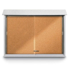 Enclosed Cork Bulletin Board: 52" Wide, 40" High, Cork, Natural Tan