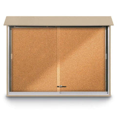 Enclosed Cork Bulletin Board: 52" Wide, 40" High, Cork, Natural Tan