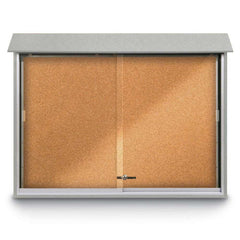 Enclosed Cork Bulletin Board: 52" Wide, 40" High, Cork, Natural Tan