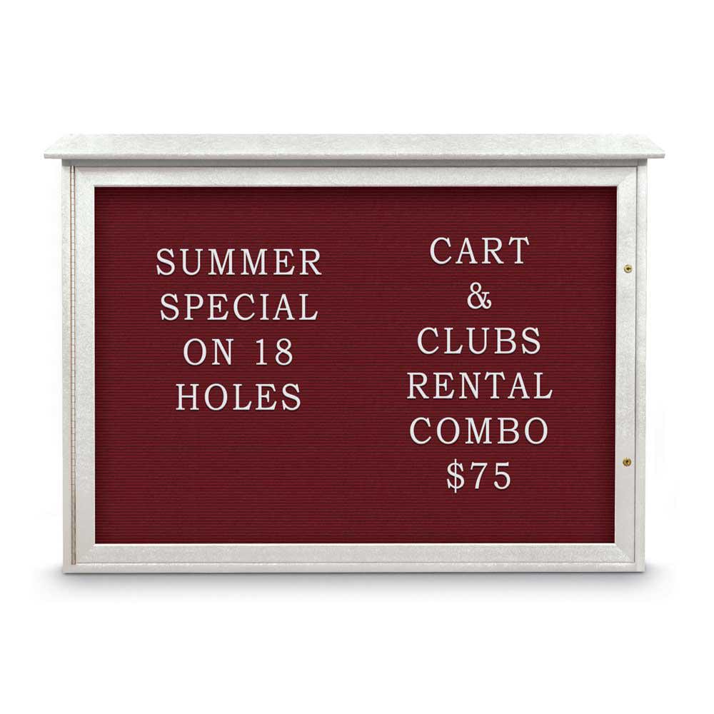 Enclosed Letter Board: 48" Wide, 36" High, Fabric, Berry