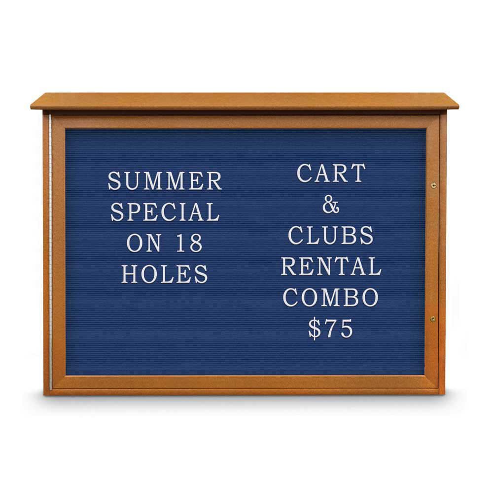 Enclosed Letter Board: 48" Wide, 36" High, Laminate, Blue