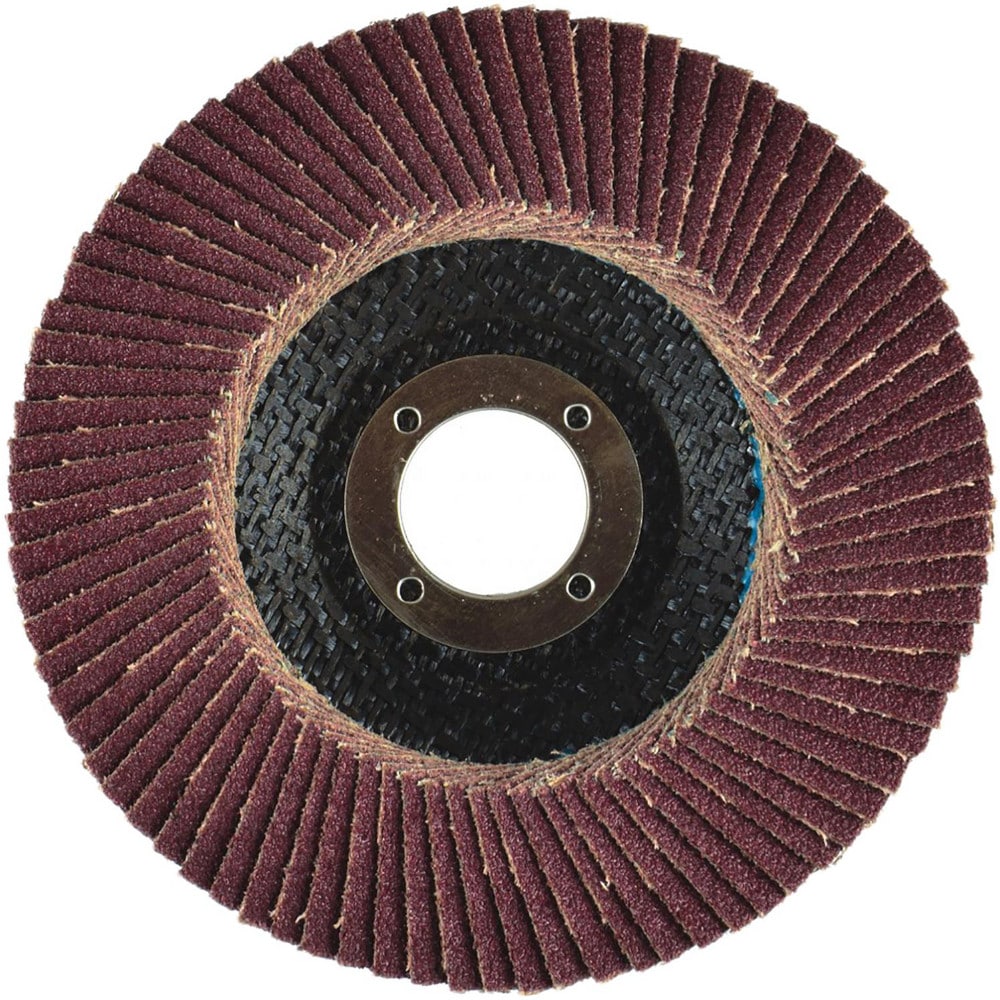 Flap Disc:  4" Dia, 5/8" Hole, 24 Grit, Aluminum Oxide, Type 29