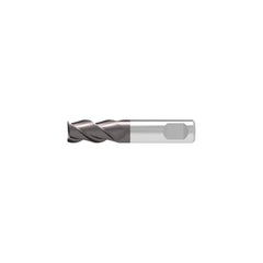 Corner Chamfer End Mill: 9.70 mm Dia, 16.00 mm LOC, 3 Flute, 0.10 mm Chamfer Width, Solid Carbide