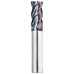 Corner Radius End Mill: 1" Dia, 3/4" LOC, 0.0150" Radius, 4 Flute, Solid Carbide