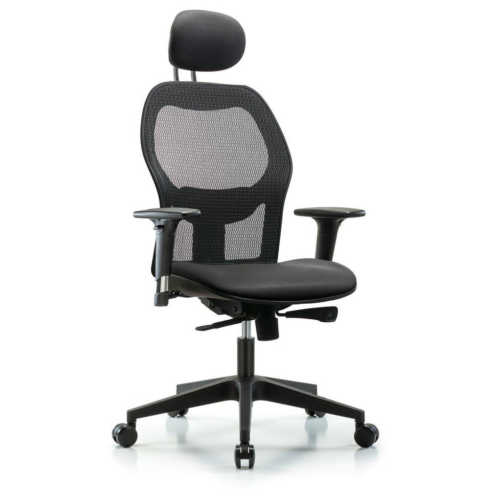 Mesh Office Task Chair: Vinyl, 23" Seat Height, Carbon