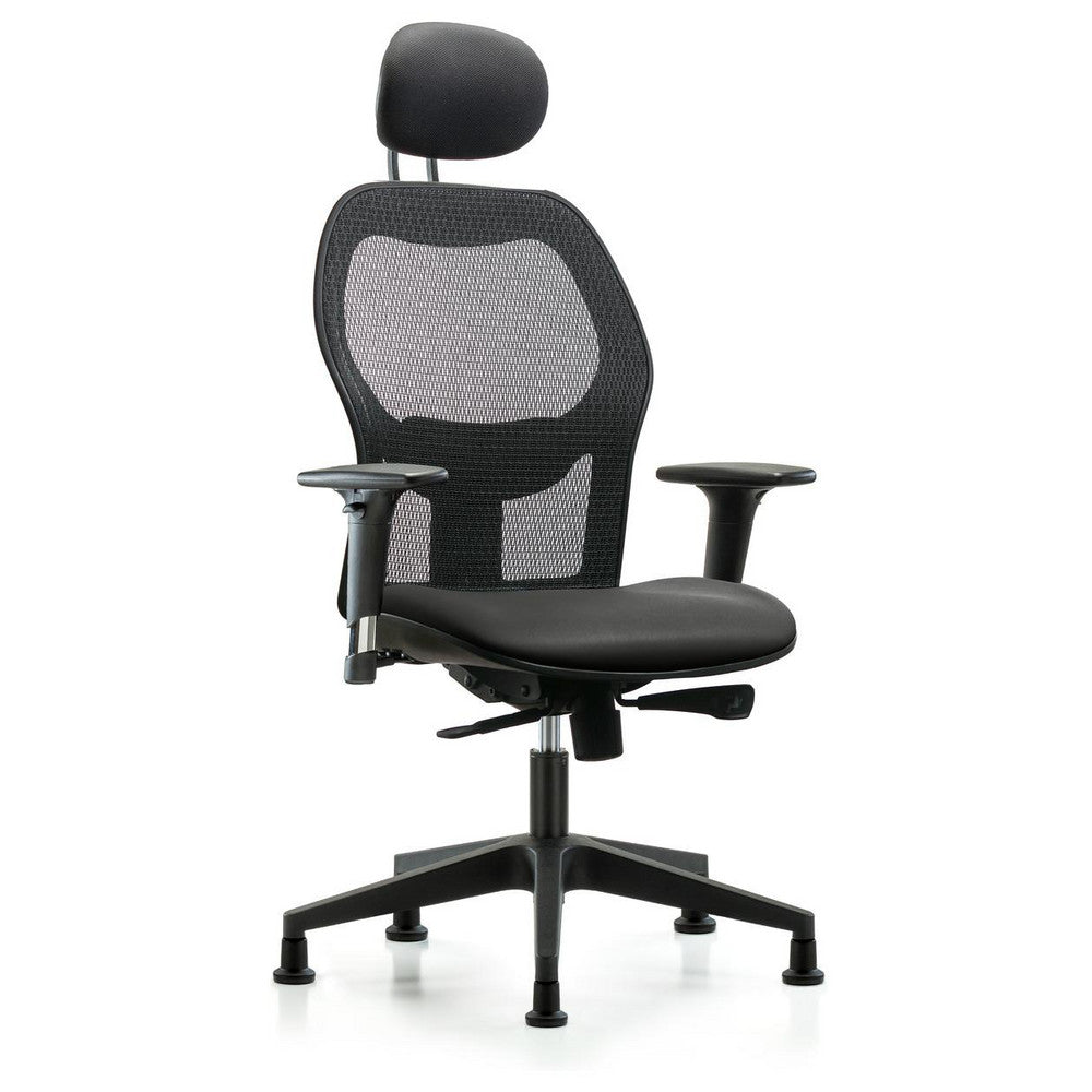 Mesh Office Task Chair: Vinyl, 23" Seat Height, Carbon