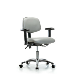 Ergonomic Multifunction Task Chair: Vinyl, 24" Seat Height, Dove Gray