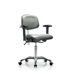 Clean Room Task Chair: Vinyl, 29" Seat Height, Sterling