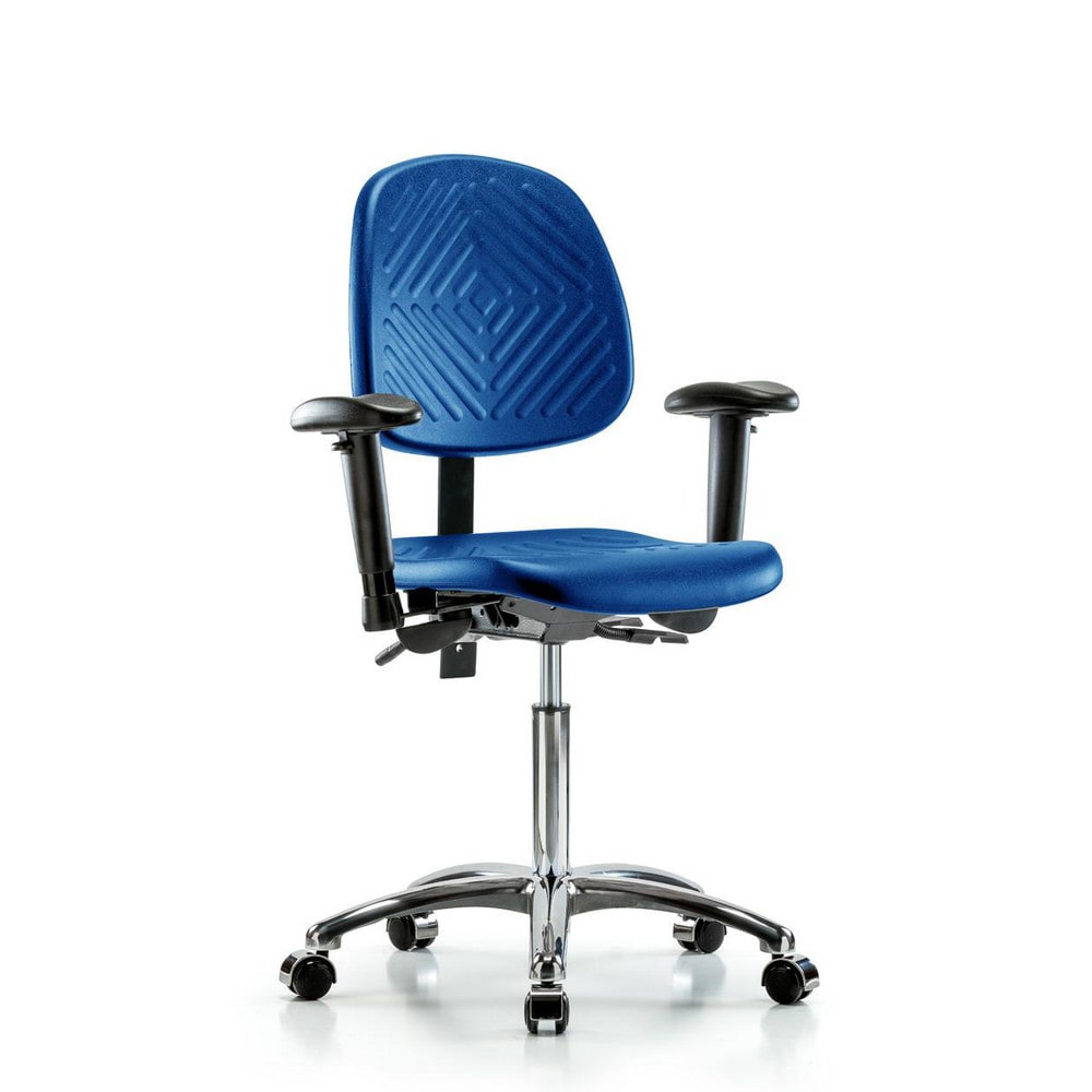 Polyurethane Task Chair: Polyurethane, 28" Seat Height, Blue