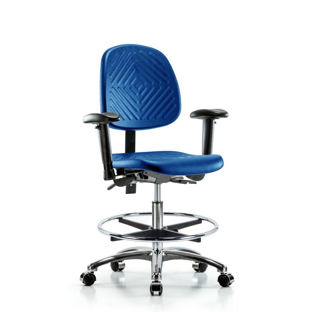 Polyurethane Task Chair: Polyurethane, 28" Seat Height, Blue