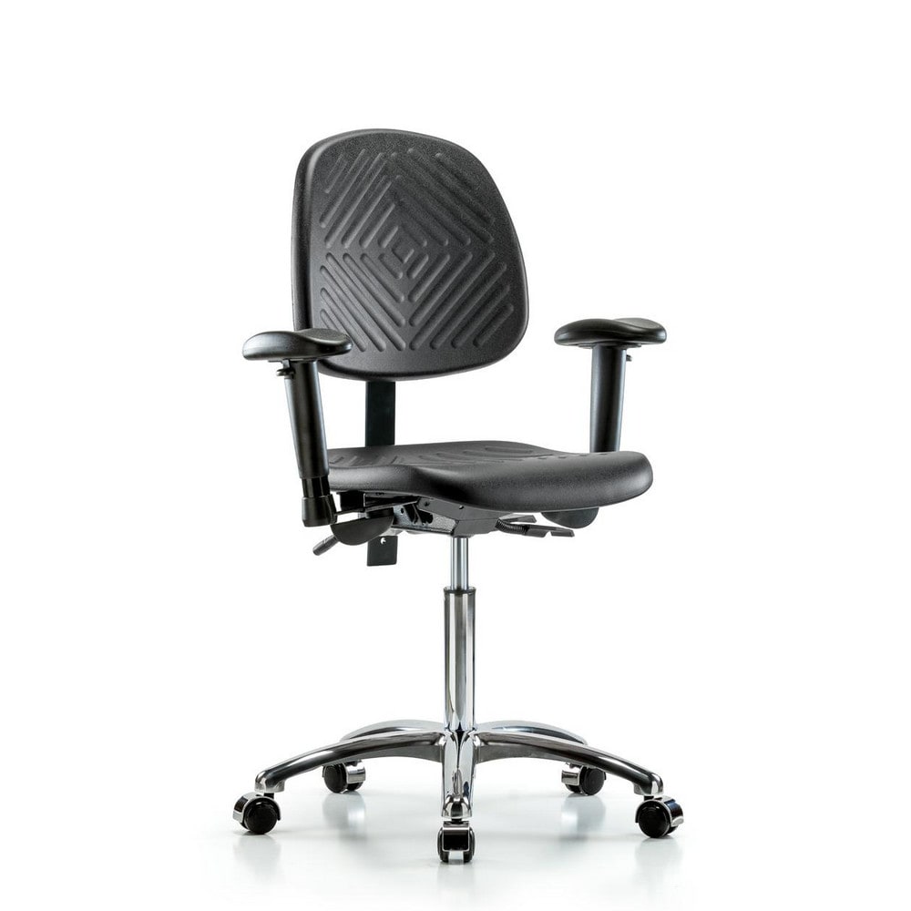 Polyurethane Task Chair: Polyurethane, 28" Seat Height, Black