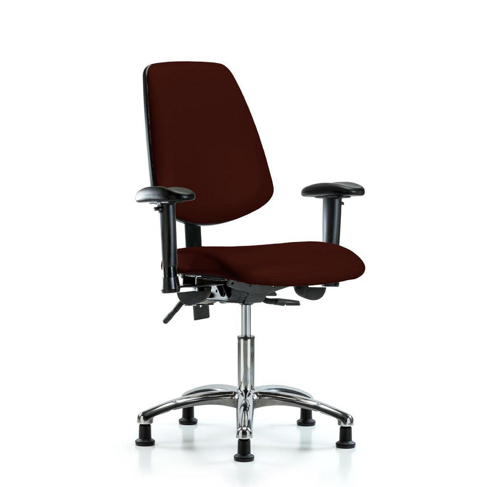 Ergonomic Multifunction Task Chair: Vinyl, 24" Seat Height, Burgundy