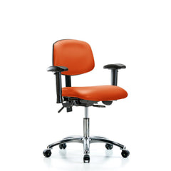 Ergonomic Multifunction Task Chair: Vinyl, 24" Seat Height, Orange Kist