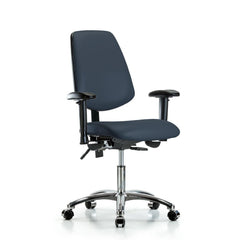 Ergonomic Multifunction Task Chair: Vinyl, 24" Seat Height, Imperial Blue