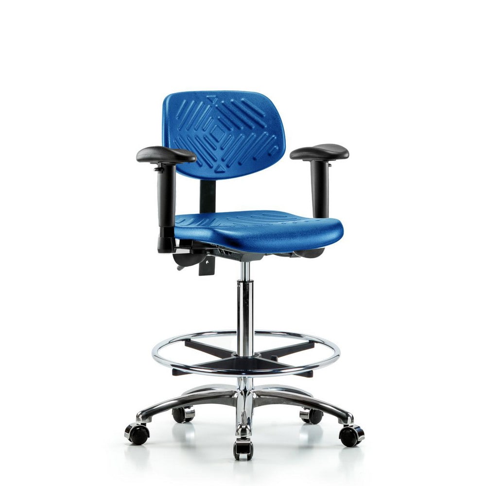 Polyurethane Task Chair: Polyurethane, 34-3/4" Seat Height, Blue