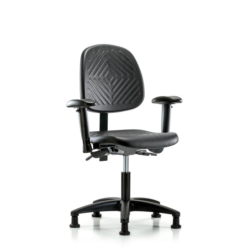 Polyurethane Task Chair: Polyurethane, 21-1/2" Seat Height, Black