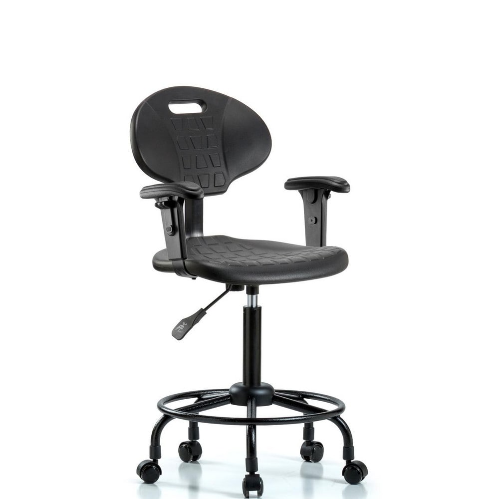 Polyurethane Task Chair: Polyurethane, 31-1/4" Seat Height, Black