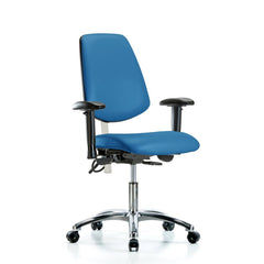 Clean Room & ESD Task Chair: ESD Vinyl, 24" Seat Height, Blue