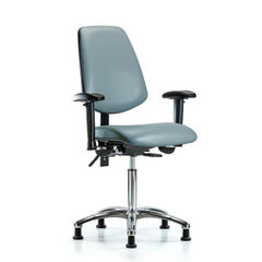 Ergonomic Multifunction Task Chair: Vinyl, 29" Seat Height, Storm