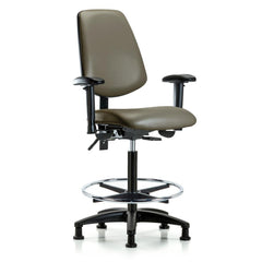 Ergonomic Multifunction Task Chair: Vinyl, 37" Seat Height, Taupe