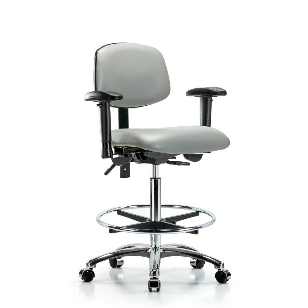 Ergonomic Multifunction Task Chair: Vinyl, 36" Seat Height, Dove Gray