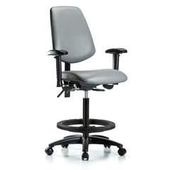 Ergonomic Multifunction Task Chair: Vinyl, 37" Seat Height, Sterling