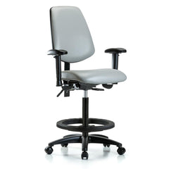 Ergonomic Multifunction Task Chair: Vinyl, 37" Seat Height, Dove Gray