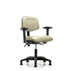 Ergonomic Multifunction Task Chair: Vinyl, 23" Seat Height, Adobe White