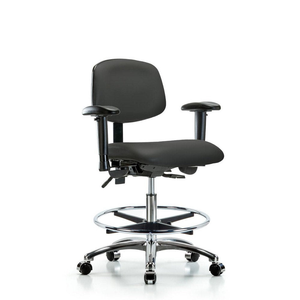 Ergonomic Multifunction Task Chair: Vinyl, 29" Seat Height, Charcoal