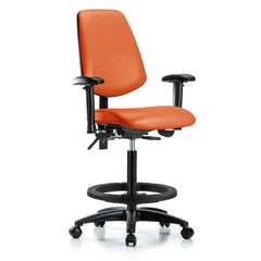 Ergonomic Multifunction Task Chair: Vinyl, 37" Seat Height, Orange Kist