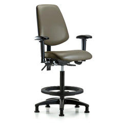 Ergonomic Multifunction Task Chair: Vinyl, 37" Seat Height, Taupe