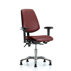 Ergonomic Multifunction Task Chair: Vinyl, 24" Seat Height, Borscht