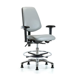 Ergonomic Multifunction Task Chair: Vinyl, 29" Seat Height, Dove Gray