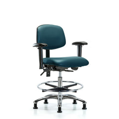 Ergonomic Multifunction Task Chair: Vinyl, 29" Seat Height, Marine Blue