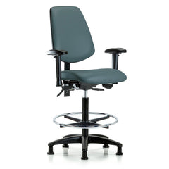 Ergonomic Multifunction Task Chair: Vinyl, 37" Seat Height, Colonial Blue