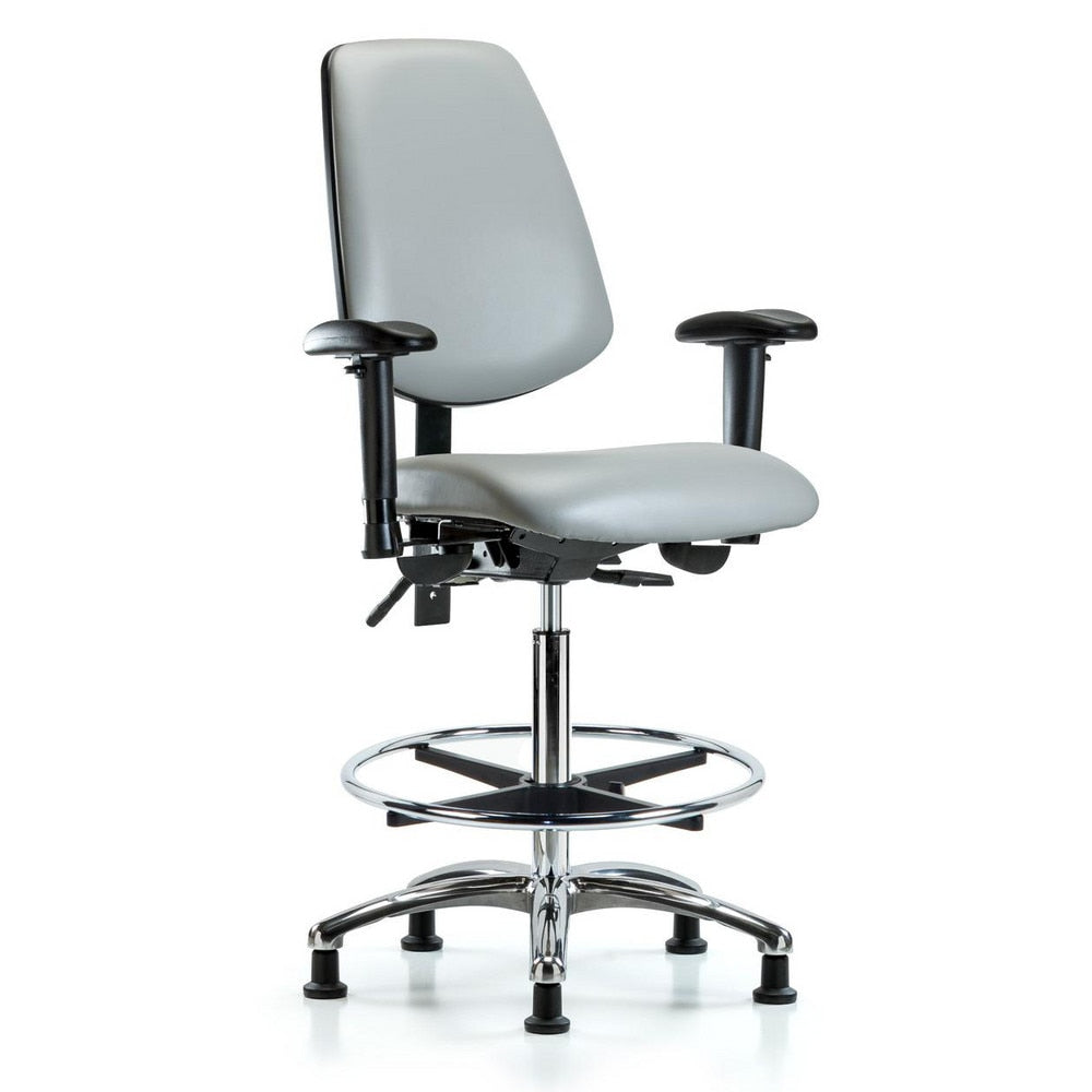 Ergonomic Multifunction Task Chair: Vinyl, 36" Seat Height, Dove Gray