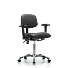 Ergonomic Multifunction Task Chair: Vinyl, 29" Seat Height, Carbon