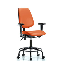 Ergonomic Multifunction Task Chair: Vinyl, 27-3/4" Seat Height, Orange Kist