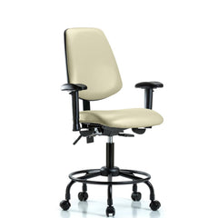 Ergonomic Multifunction Task Chair: Vinyl, 27-3/4" Seat Height, Adobe White