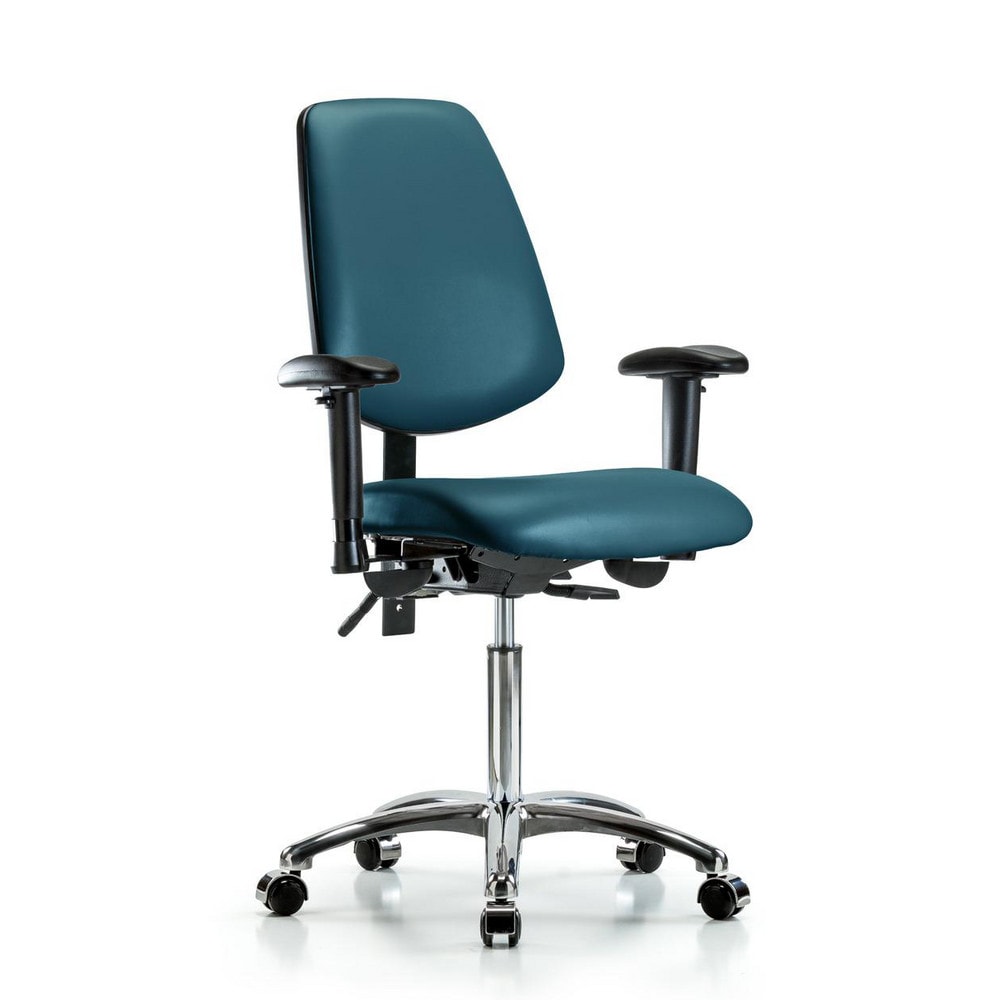 Ergonomic Multifunction Task Chair: Vinyl, 29" Seat Height, Marine Blue