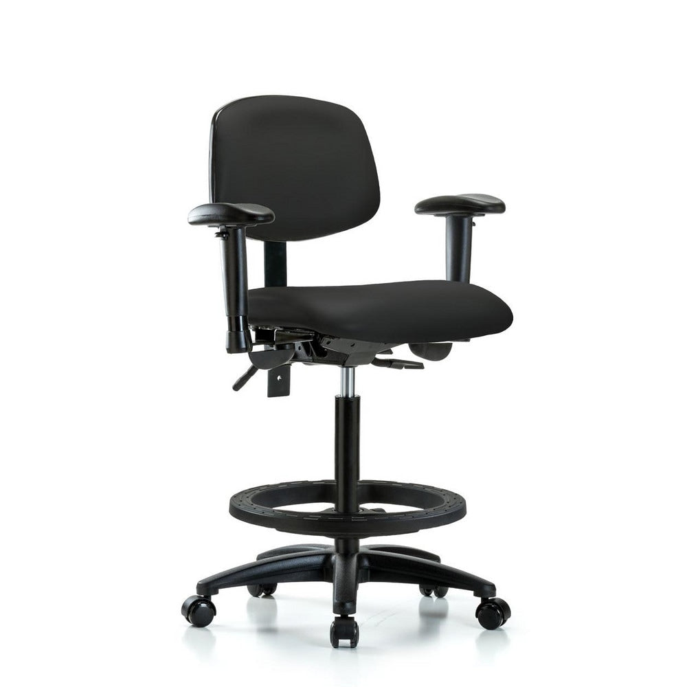 Ergonomic Multifunction Task Chair: Vinyl, 34-1/2" Seat Height, Black