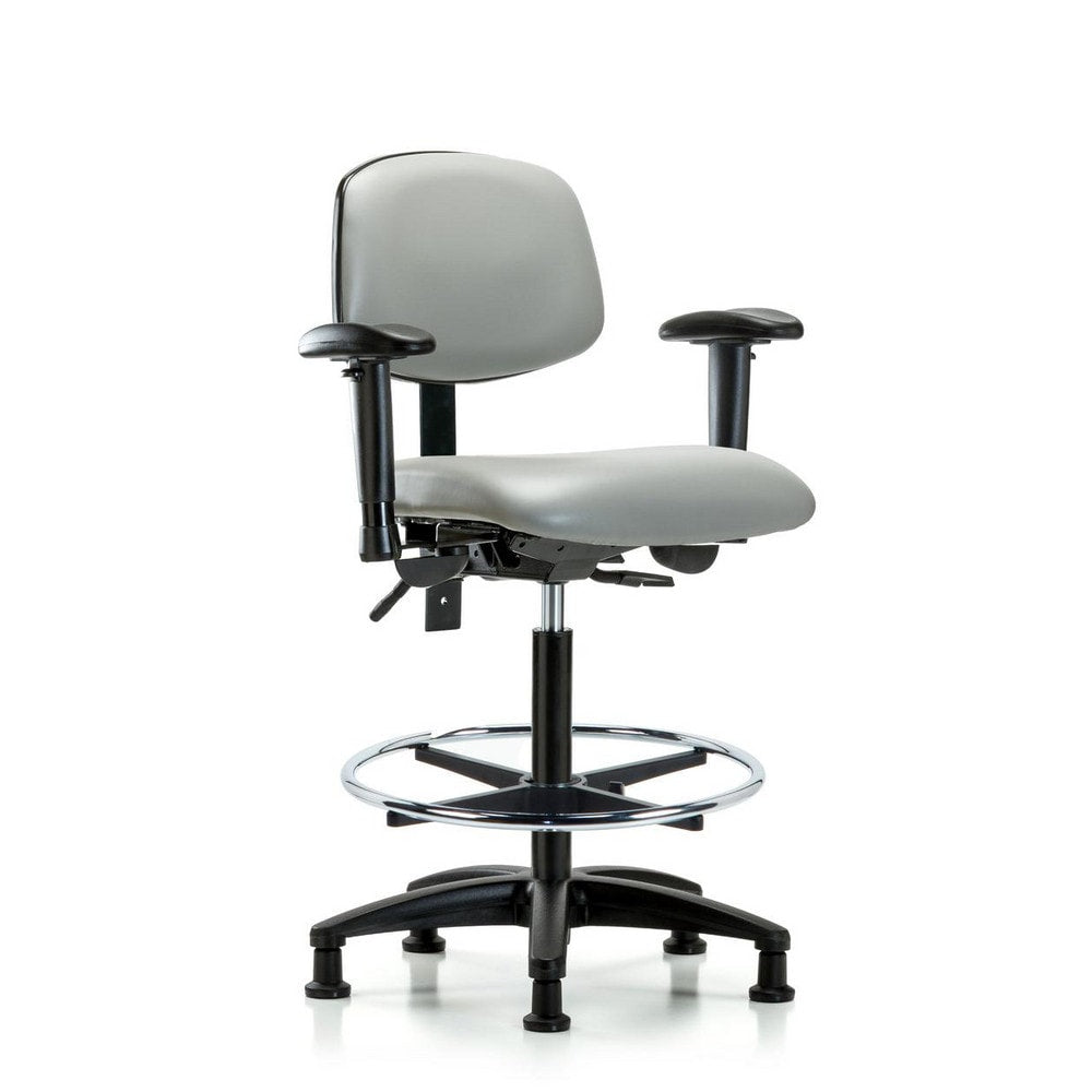 Ergonomic Multifunction Task Chair: Vinyl, 34-1/2" Seat Height, Dove Gray